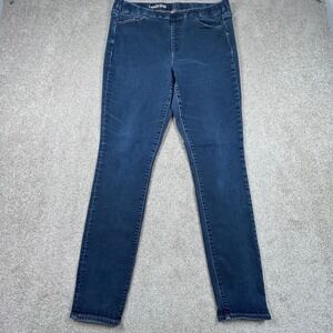 Lands' End Womens Mid Rise Pull On‎ Skinny Jeans Jeggings Dark Wash Size 16 32